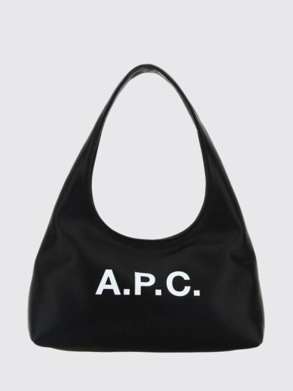 A. P.C. Ninon Flared Synthetic Leather Shoulder Bag with Printed Logo