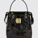 BALMAIN Pulse Leather Mini Bag with Drawstring Closure and Padlock