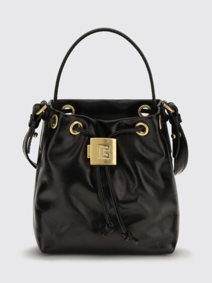 BALMAIN Pulse Leather Mini Bag with Drawstring Closure and Padlock