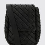BOTTEGA VENETA Woven Calfskin Leather Crossbody Bag with Internal Pocket