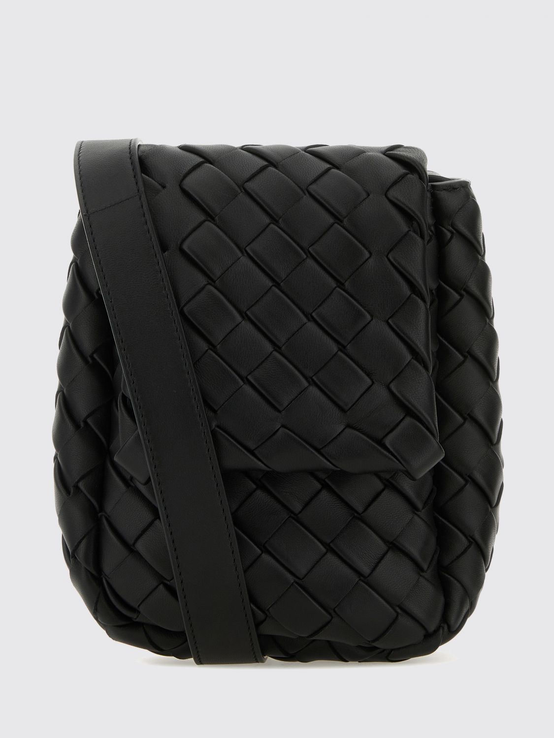 BOTTEGA VENETA Woven Calfskin Leather Crossbody Bag with Internal Pocket
