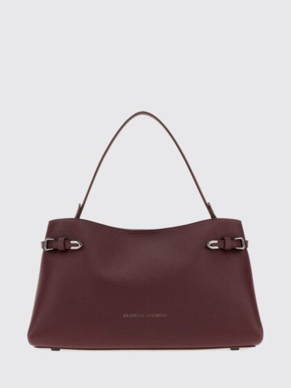 BRUNELLO CUCINELLI Leather Shoulder Bag with Flat Handle and Magnetic Closure