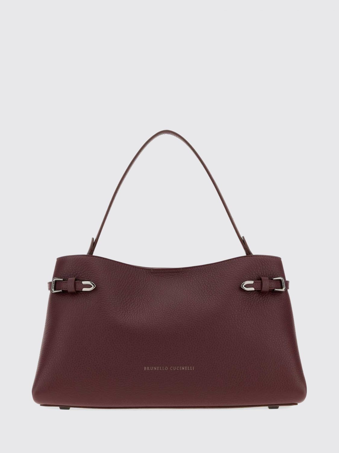 BRUNELLO CUCINELLI Leather Shoulder Bag with Flat Handle and Magnetic Closure
