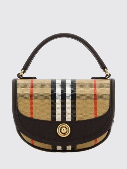 BURBERRY Highlands Mini Half-Moon Bag in Vintage Check Canvas and Leather