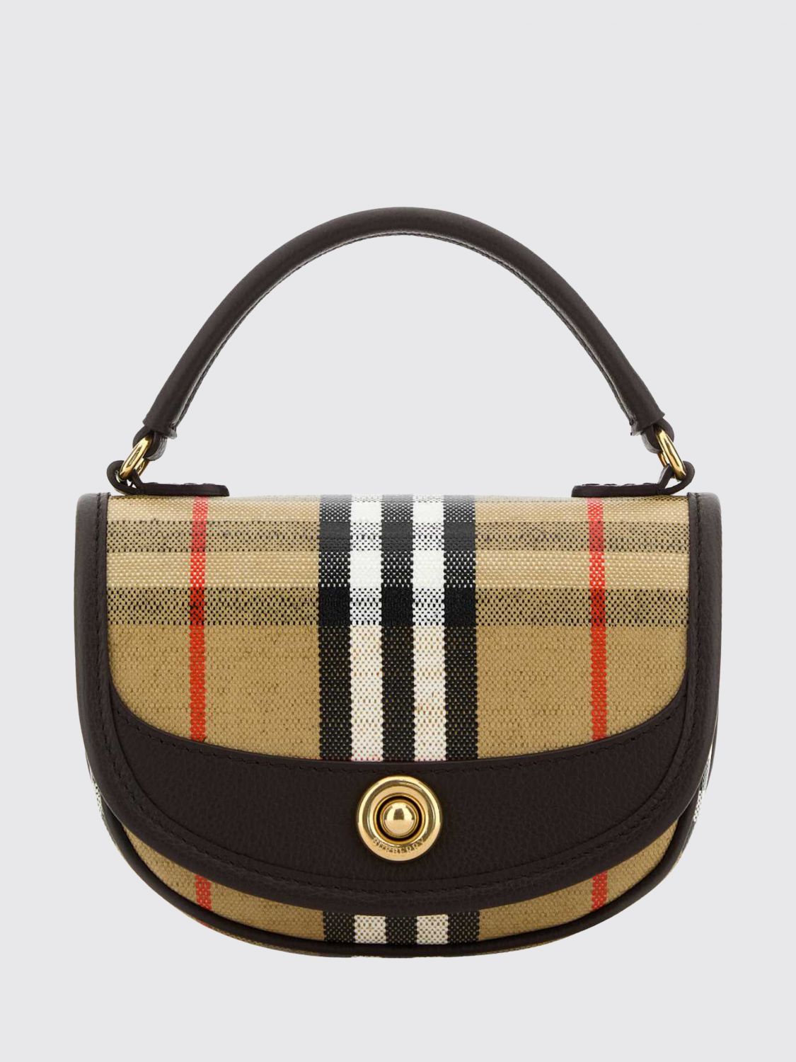 BURBERRY Highlands Mini Half-Moon Bag in Vintage Check Canvas and Leather
