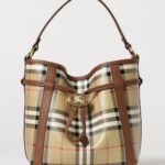 BURBERRY Mini Vintage Check Canvas Bucket Bag with EKD Logo