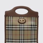 BURBERRY Pocket Mini Vintage Check Canvas and Leather Tote Bag