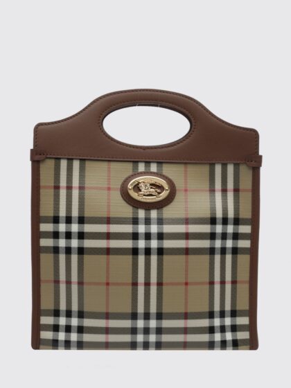 BURBERRY Pocket Mini Vintage Check Canvas and Leather Tote Bag