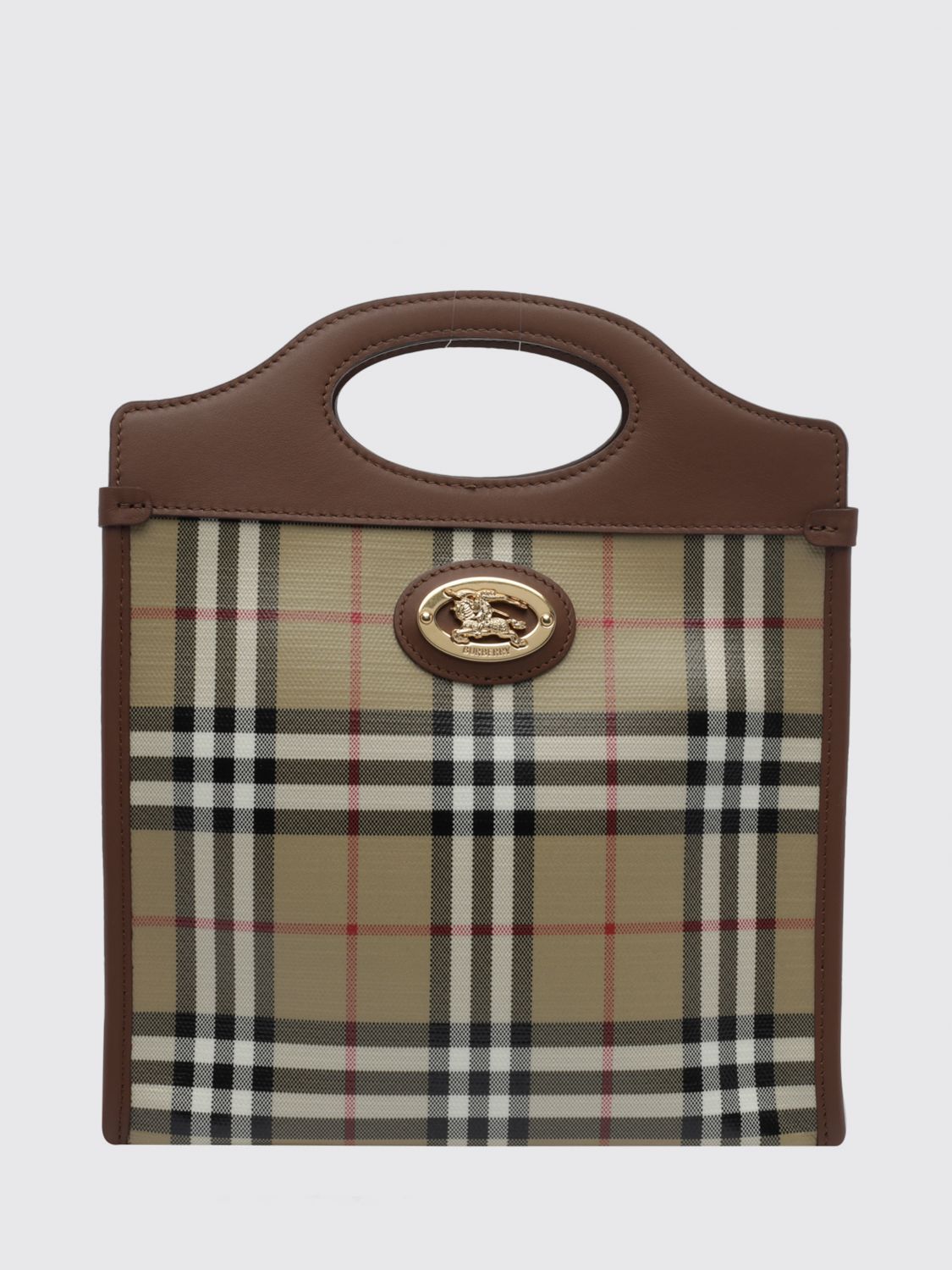 BURBERRY Pocket Mini Vintage Check Canvas and Leather Tote Bag