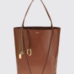 CHLOÉ Spin Grained Calfskin Tote Bag with Logo Charm