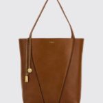 CHLOÉ Spin Grained Calfskin Tote Bag with Logo Charm
