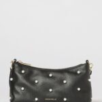 COCCINELLE Aura Leather Shoulder Bag with Synthetic Pearls