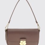 COCCINELLE C-Me Lock Hammered Leather Shoulder Bag with Strap
