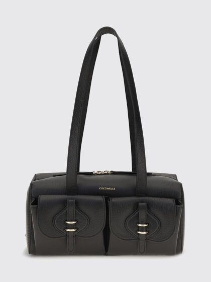 COCCINELLE Mavery Tumbled Leather Shoulder Bag with Double Handle and Zip Closure