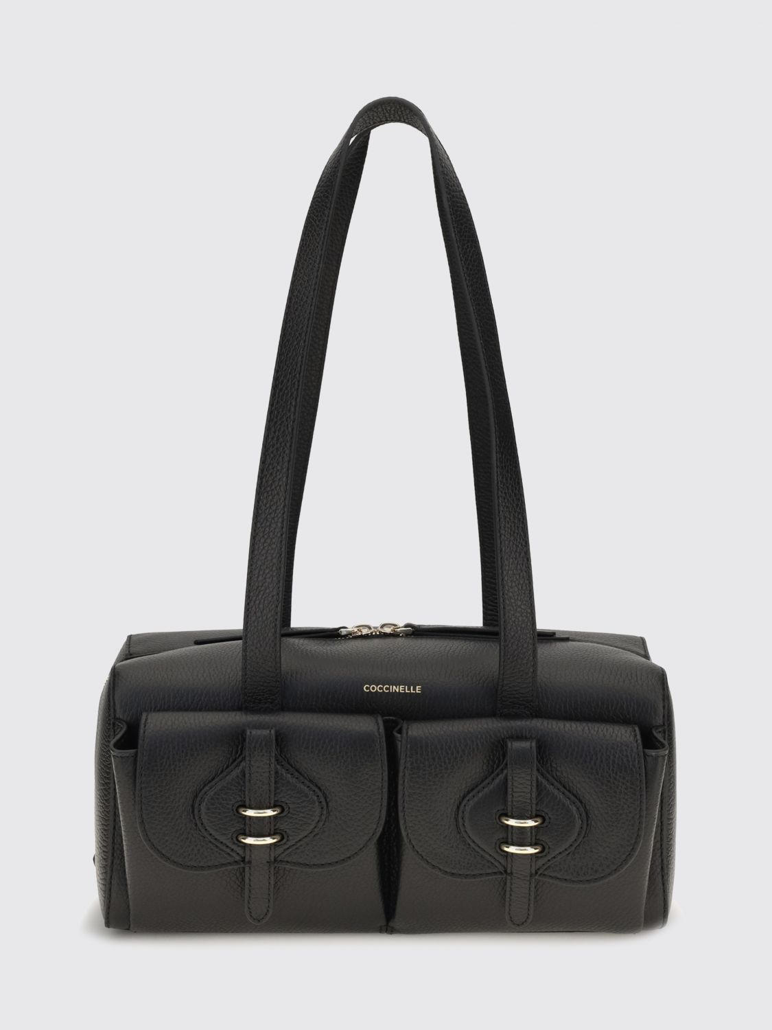 COCCINELLE Mavery Tumbled Leather Shoulder Bag with Double Handle and Zip Closure