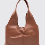 COCCINELLE Nell Pebbled Leather Shoulder Bag with Double Handle and Zip Closure