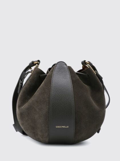 COCCINELLE Small Suede Bucket Bag with Drawstring Closure