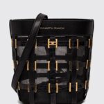 ELISABETTA FRANCHI Mesh Bucket Bag with Embroidery and Internal Pouch
