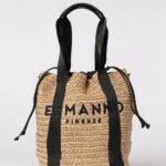 ERMANNO FIRENZE Ashley Raffia Bag with Embroidered Logo