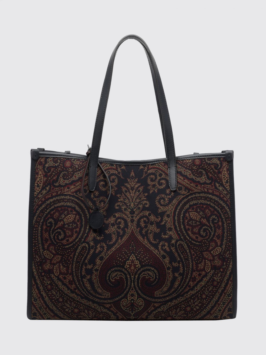 ETRO Paisley Cotton Canvas Tote Bag with Double Handles and Pegaso Logo
