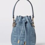 FENDI Mon Tresor Mini Bucket Bag in Raffia with FF Monogram