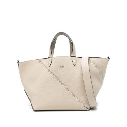 Fendi Selleria Whipstitch Leather Tote Bag