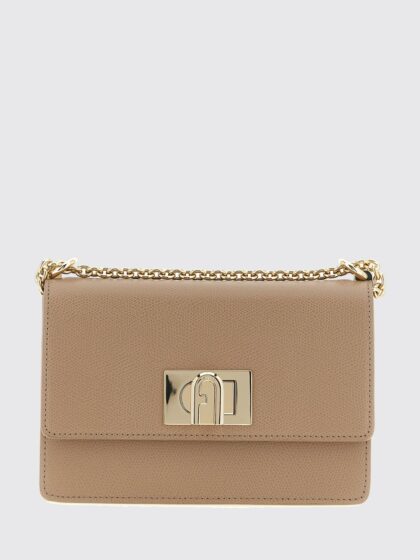 FURLA 1927 Mini Grained Leather Shoulder Bag with Chain Strap