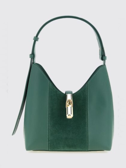 FURLA Goccia Flared Suede and Smooth Leather Shoulder Bag