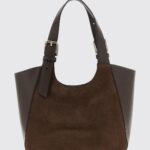 FURLA Suede and Smooth Leather Shoulder Bag with Double Handle