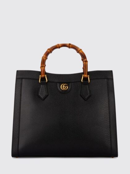 GUCCI Diana Grained Leather Tote Bag with Bamboo Handles