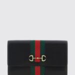 GUCCI Horsebit Web Leather Wallet Bag