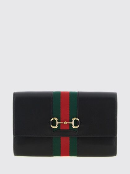 GUCCI Horsebit Web Leather Wallet Bag