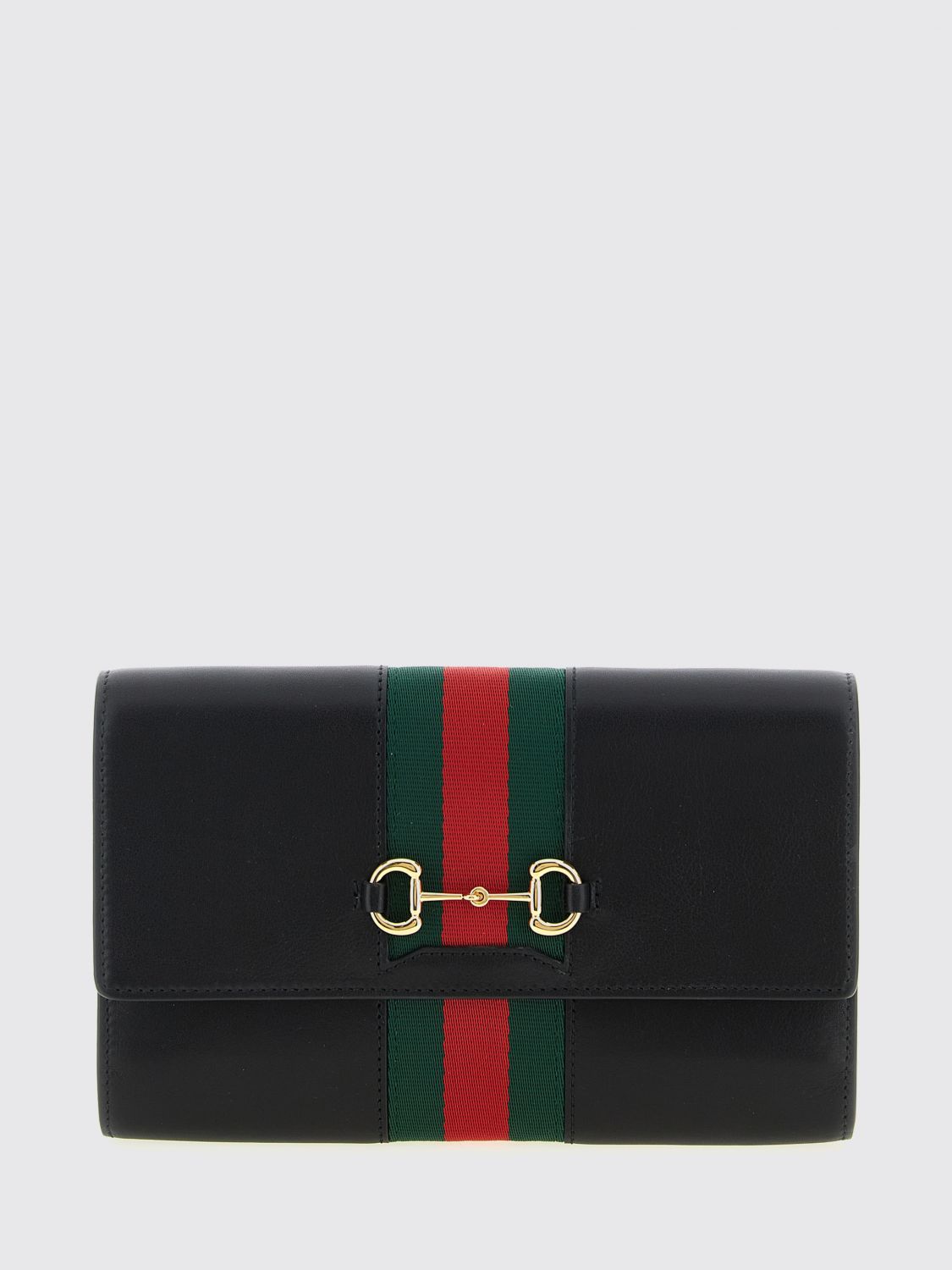 GUCCI Horsebit Web Leather Wallet Bag