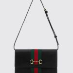 GUCCI Horsebit Web Mini Leather Crossbody Bag with Stripe Detail