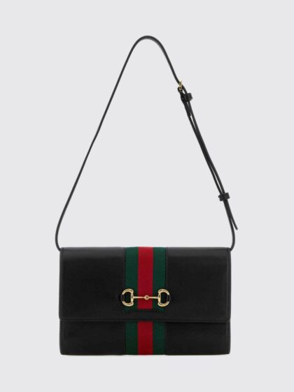 GUCCI Horsebit Web Mini Leather Crossbody Bag with Stripe Detail