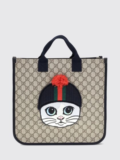 GUCCI Kids' GG Supreme Tote Bag with Fauna Print and Double Handle