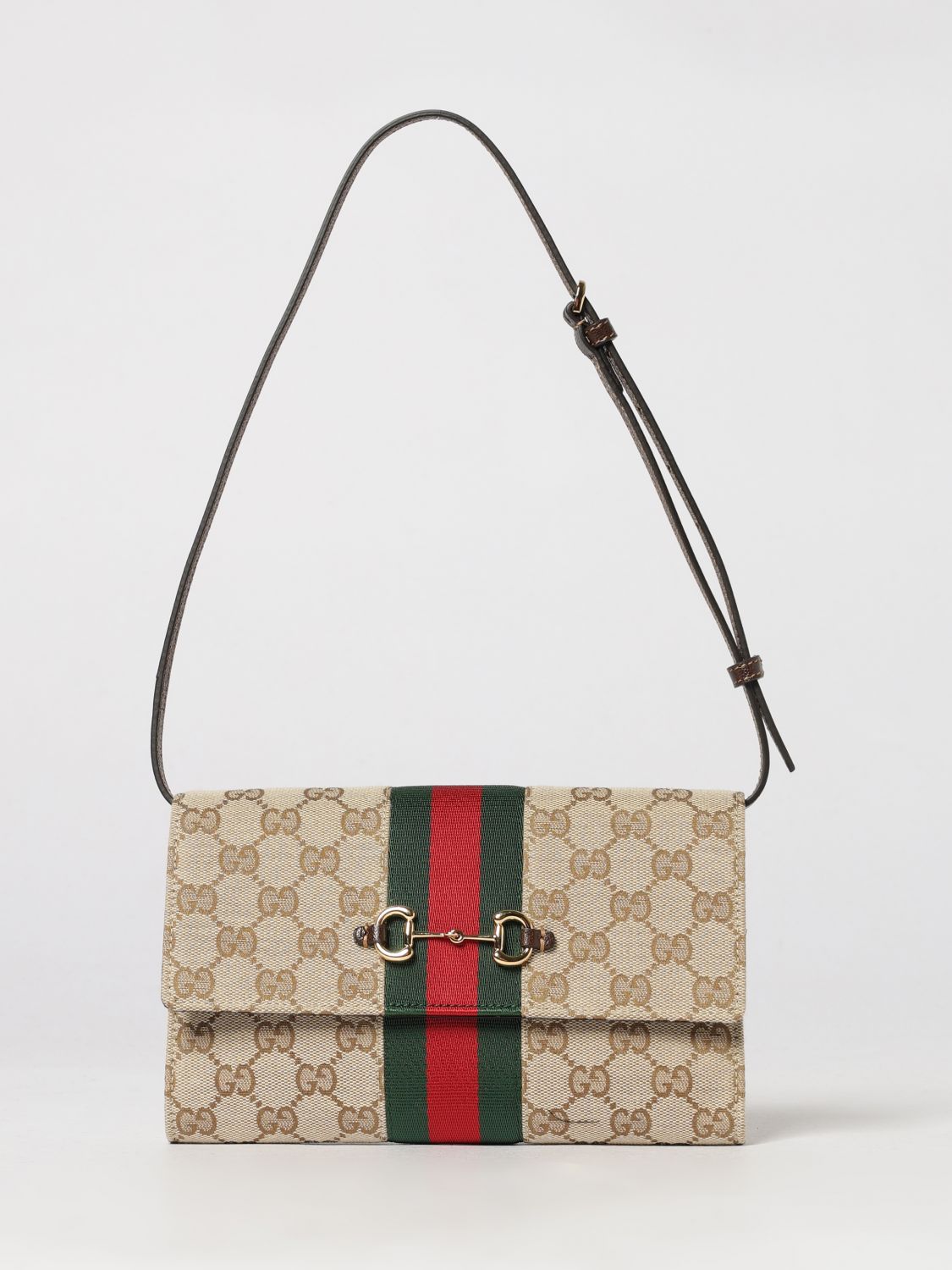 GUCCI Striped Monogram Jacquard Mini Bag with Horsebit Detail