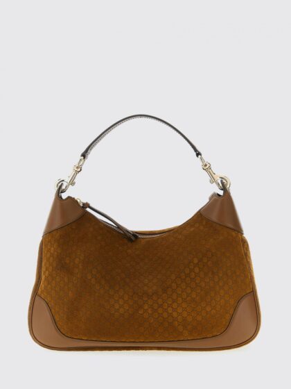 GUCCI Suede Hobo Bag with Embossed GG Monogram