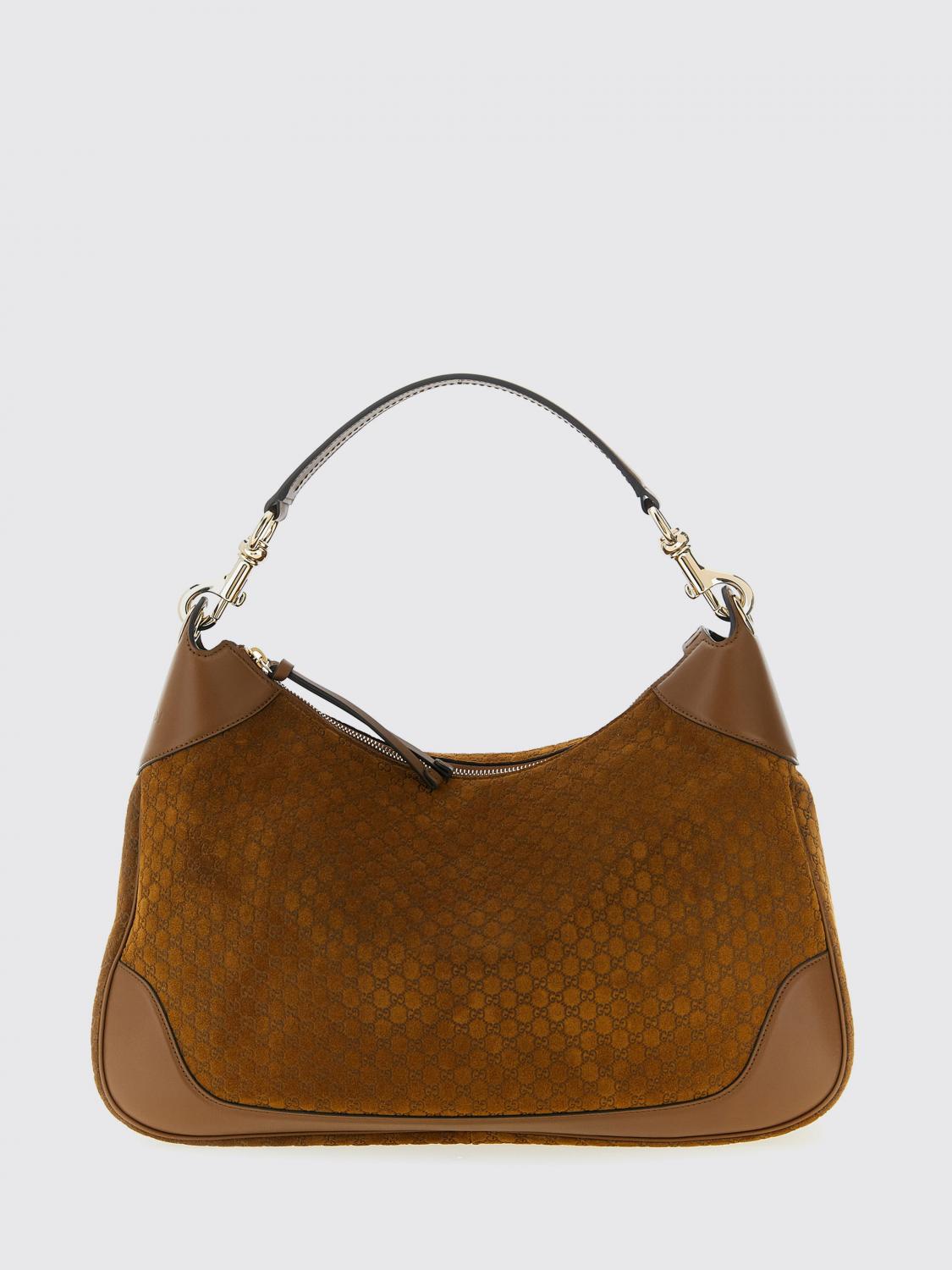 GUCCI Suede Hobo Bag with Embossed GG Monogram