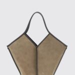 HEREU Calella Flared Suede Leather Tote Bag with Double Handle and Removable Pouch