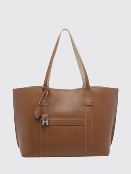 HOGAN Script Calf Leather Tote Bag with Internal Pouch
