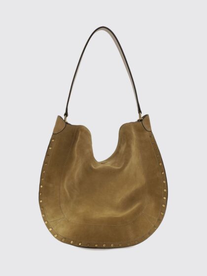 ISABEL MARANT Oskan Suede Hobo Bag with Studs and Half-Moon Shape