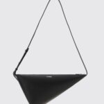 JIL SANDER Triangular Leather Crossbody Bag with Adjustable Strap