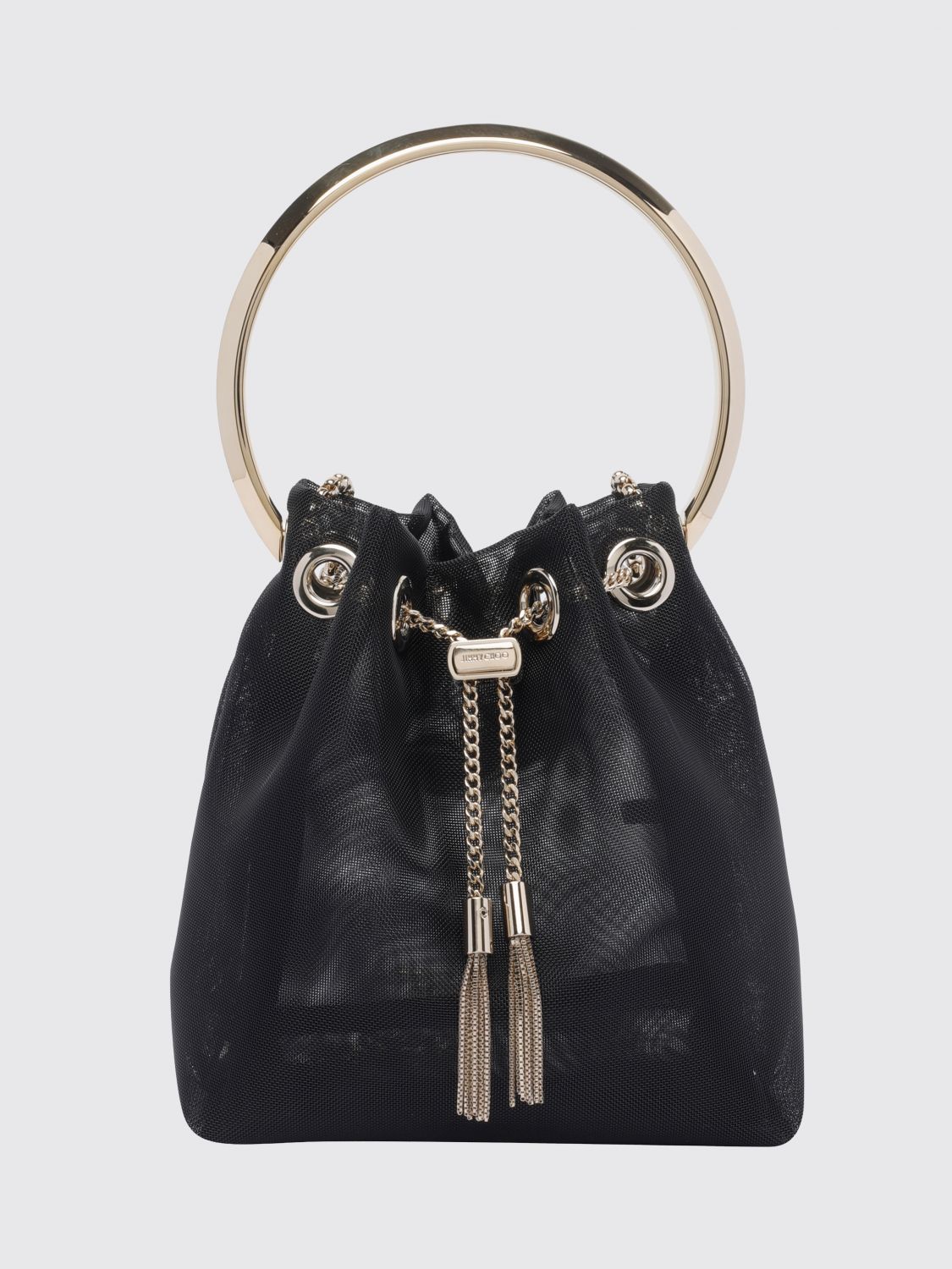JIMMY CHOO Bon Bon Nylon Mesh Mini Bag with Metallic Handle
