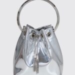 JIMMY CHOO Bon Bon Patent Leather Bucket Bag with Rigid Handle