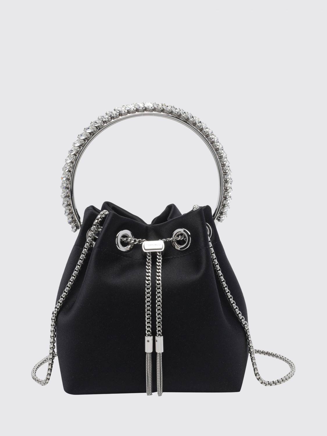 JIMMY CHOO Bon Bon Satin Mini Bag with Crystals and Jewel Handle