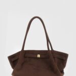 JW PEI Hana Flared Faux Suede Shoulder Bag with Double Handle