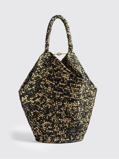 KHAITE Lotus Crochet Raffia Shoulder Bag with Internal Pouch