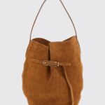 LIFFNER Fabric and Suede Bucket Bag with Drawstring