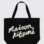 MAISON KITSUNÉ Large Cotton Canvas Tote Bag with Contrast Logo